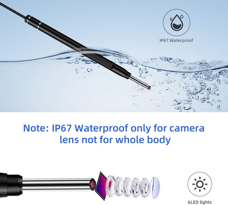 Jiusion 3.9mm Ultra-Thin Portable USB Digital Otoscope Camera with Carrying Case, HD 720P 6 LED Visual Ear Scope with 3 Hats 2 Silicone Caps 8 Earwax Spoons for Android Windows Mac NOT for iPhone iPad - Image 4